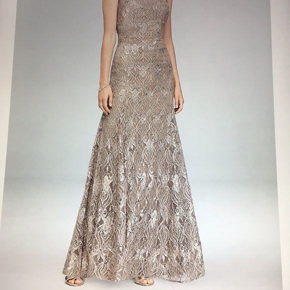 R & M Richards Dresses & Skirts - Nude lace, sequin evening gown